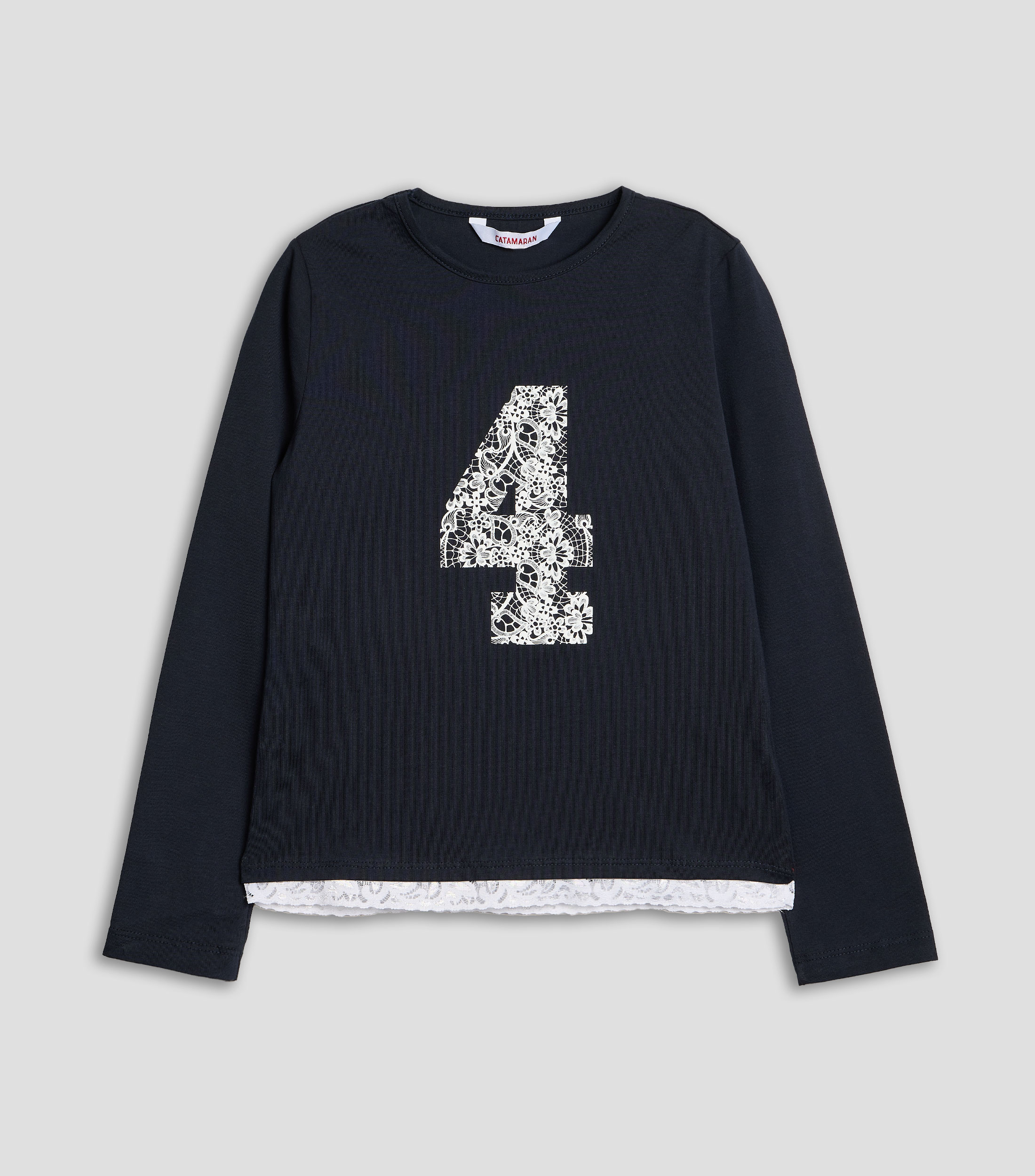 Playera cuello redondo manga larga con microdiseños Niña